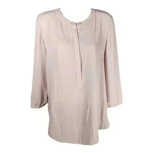NYDJ Pleatback Top Blouse Shirt Pink Posedust Women's Small 3/4 Sleeve